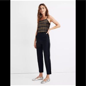 NWOT Madewell Tapered Pants with Velvet Tuxedo Stripe